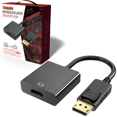 Cabo Conversor DisplayPort HDMI Tomate Preto 15cm FullHD