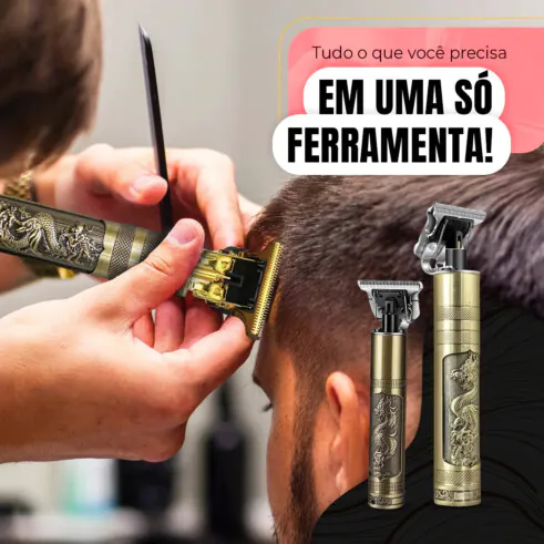 Máquina De Cortar Cabelo Sem Fio Barbeador Dragão 4 Pentes