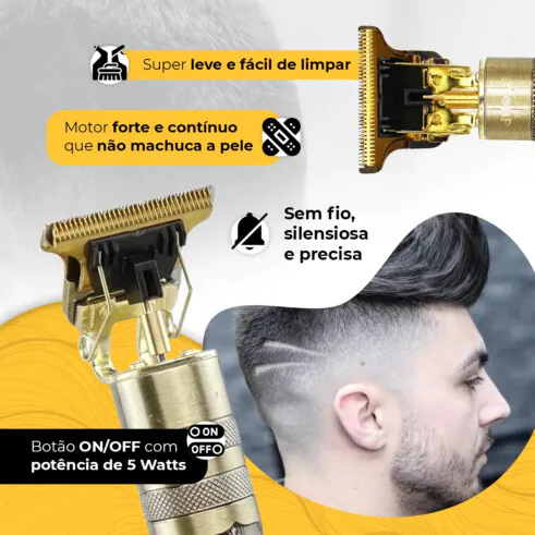 Máquina De Cortar Cabelo Sem Fio Barbeador Dragão 4 Pentes