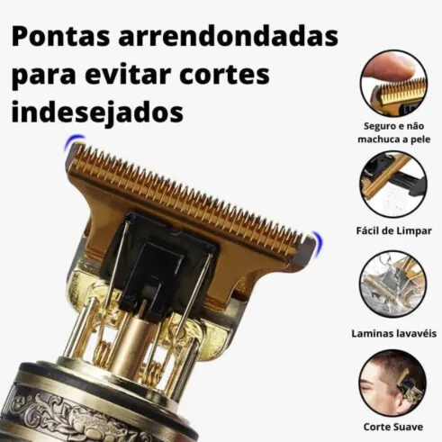 Máquina De Cortar Cabelo Sem Fio Barbeador Dragão 4 Pentes